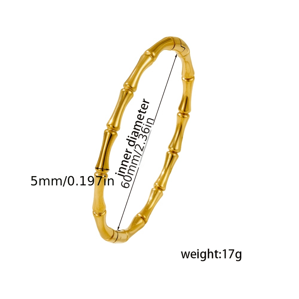3pc Bamboo Joint Golden Bangle Set, 18K Plated